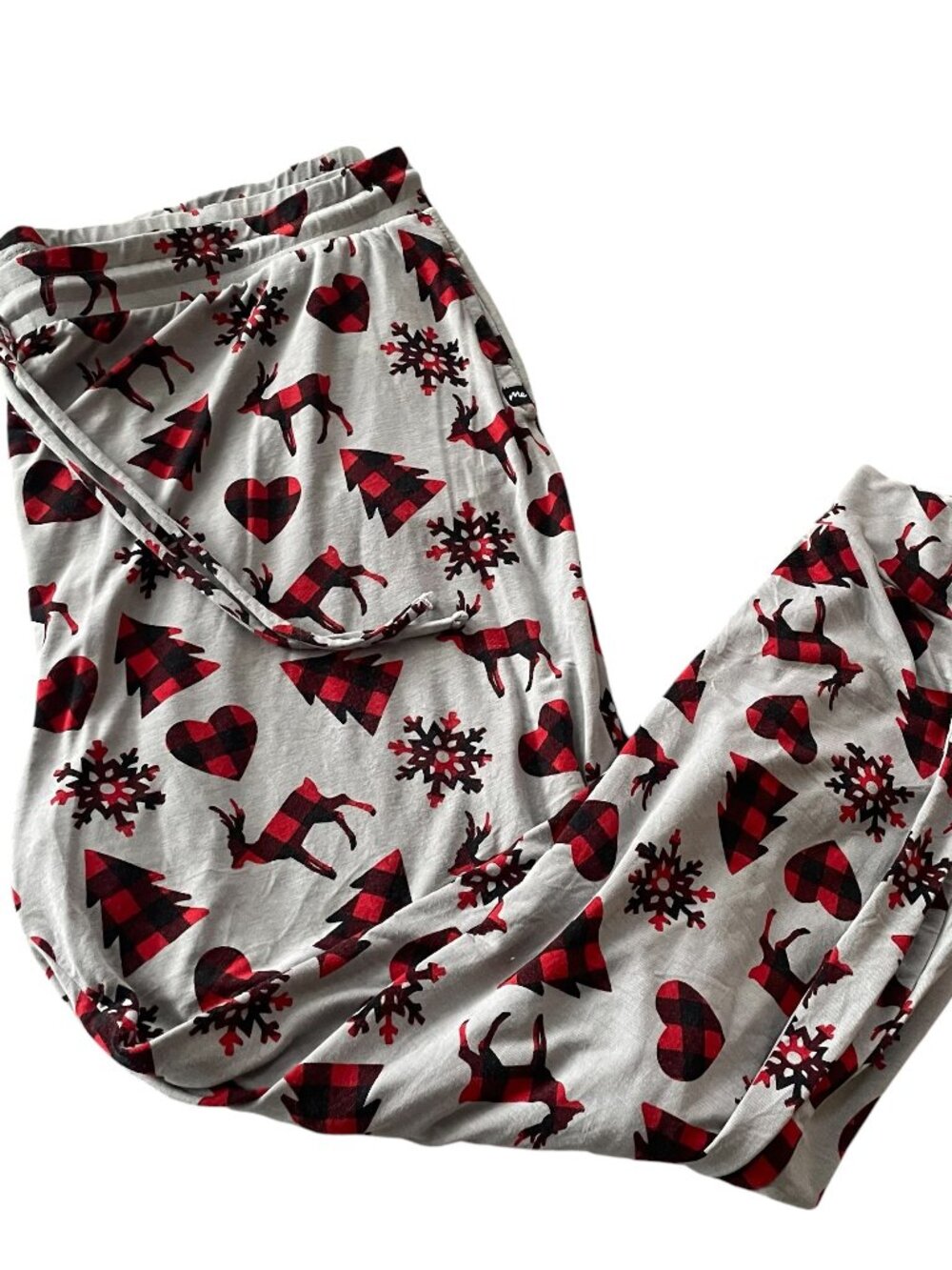 MeUndies Micromodal Pajama Pants Size 4X Gray Buffalo Check Deer Trees Print